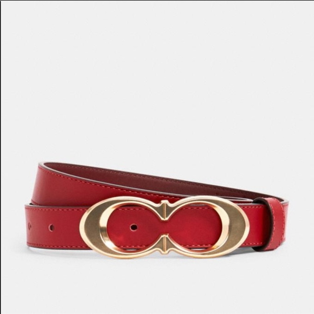 Coach Red Belt with Gold Buckle